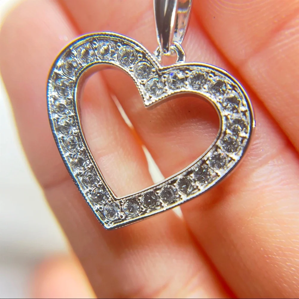 Brilliant Love Swarovski Crystal Open Heart Pendant Necklace